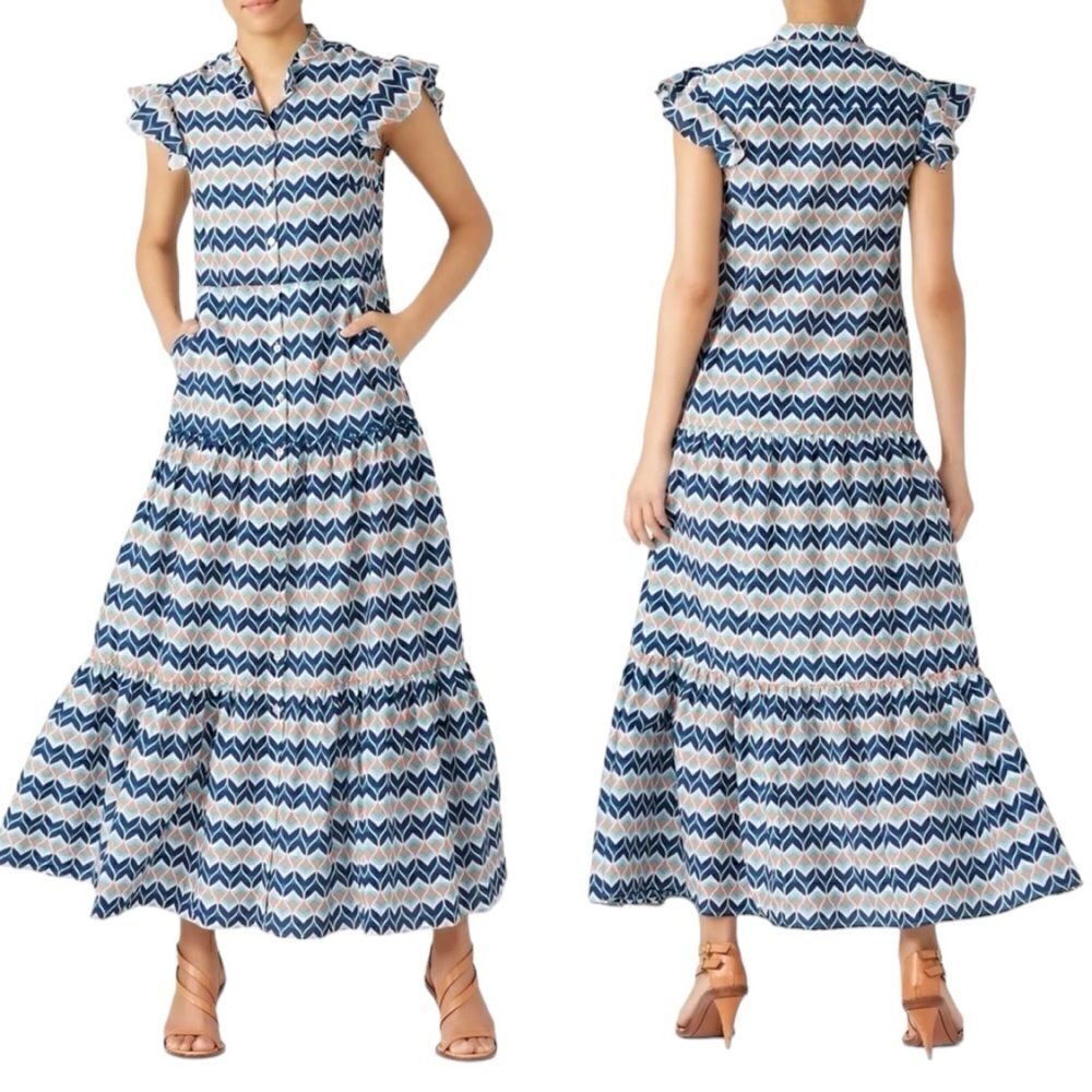 Paloma Blue ISABEL Maxi
Silk/Cotton Flutter Sleeve Dress
Size XS 🧡